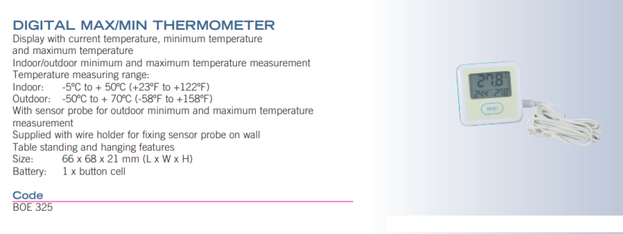 數字***小/***大溫度計BOE325